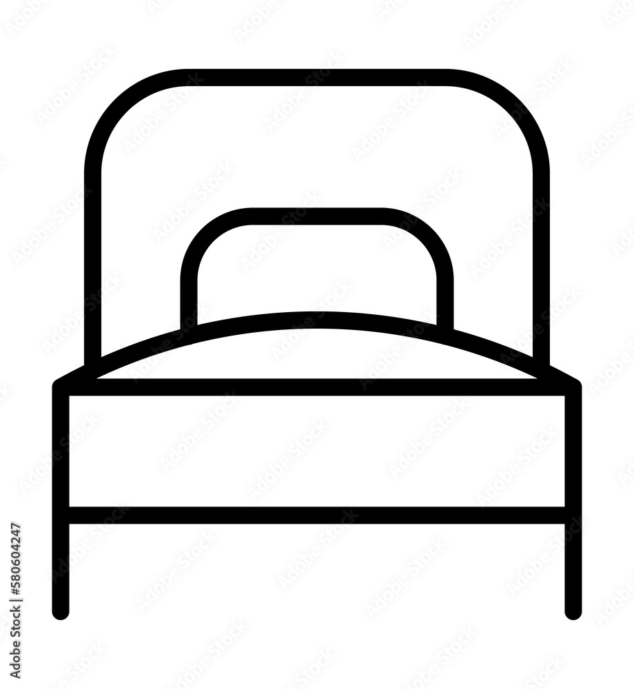 Bed flat line icon. Outline sign for mobile concept and web design, store. Bed flat line icon. Outline sign for mobile concept and web design, store.