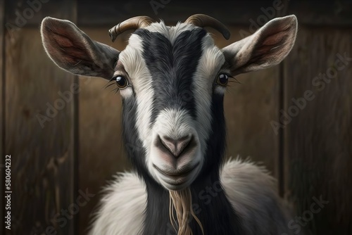 Cute goat portrait from farming, AI genertaed
