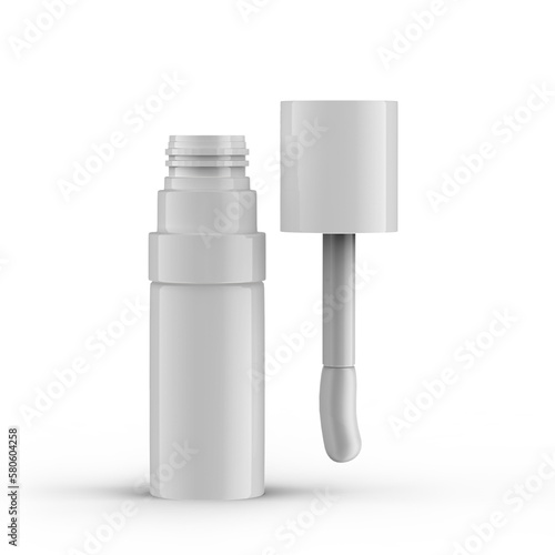 white lip oil open bottle front view isolated transparent