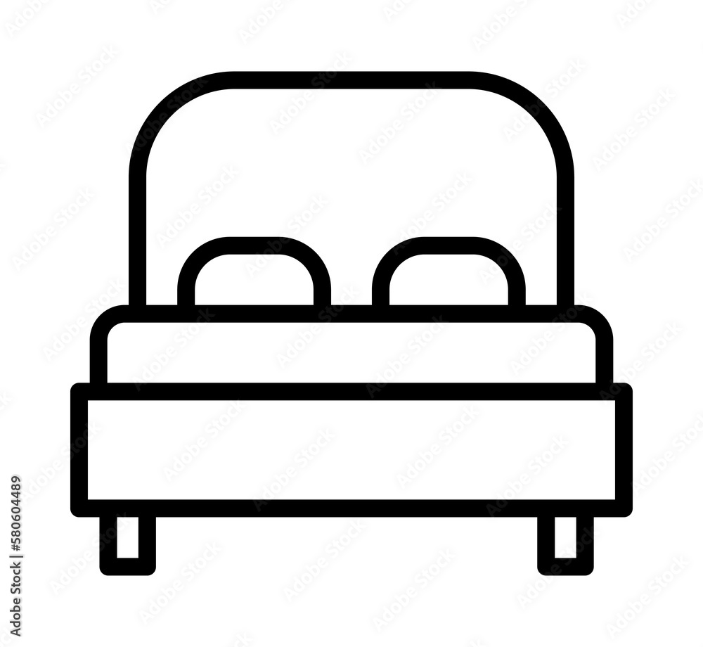 Bed flat line icon. Outline sign for mobile concept and web design, store. Bed flat line icon. Outline sign for mobile concept and web design, store.