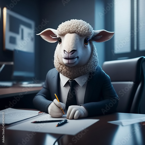 Sheep in business suit and ...