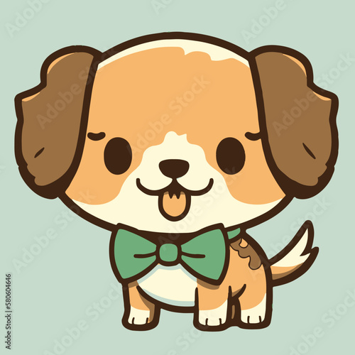 Cute kawaii dog with a bowtie