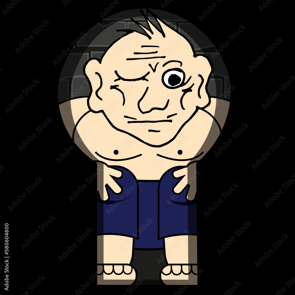 Fototapeta premium A scary man with an evil expression on a white background. Businessman in the prison.