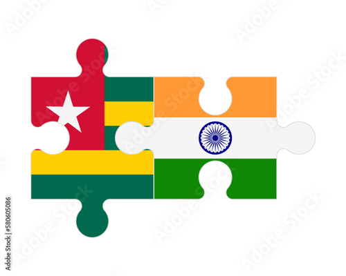 Puzzle of flags of Togo and India, vector