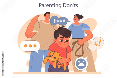 Parenting don'ts. Verbal, emotional and physical abuse of a child.