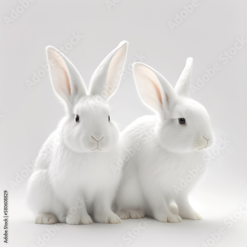 Easter Bunnies Isolated on White Background Generative AI  © LayerAce.com