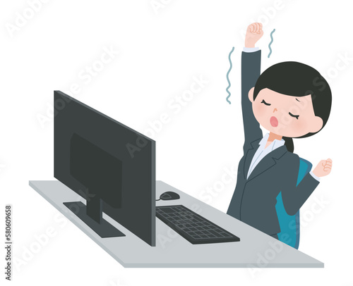 デスクワークの女性　スーツ