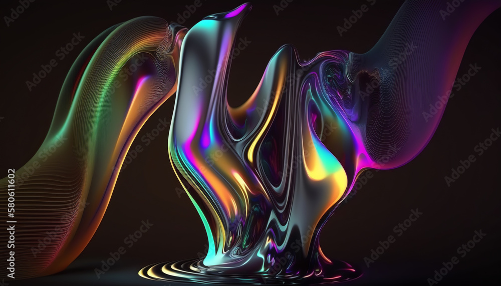 Abstract fluid 3d render holographic iridescent neon curved wave in motion dark background. Gradient design element for banners, backgrounds, wallpapers and covers Abstract fluid 3d render holographic iridescent neon curved wave in motion dark background. Gradient design element for banners, backgrounds, wallpapers and covers