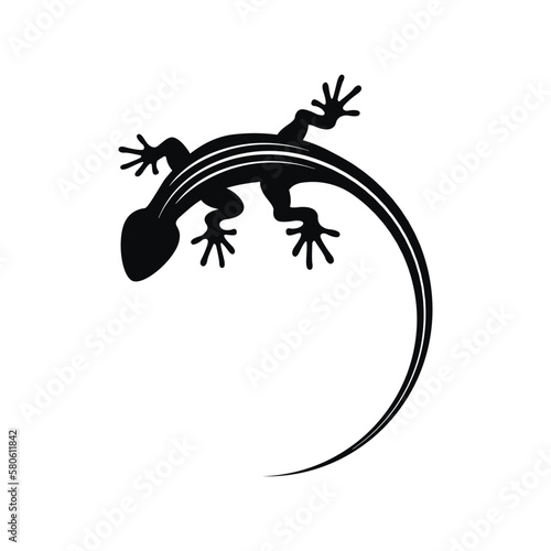 Silhouette of a lizard with stripes on its back