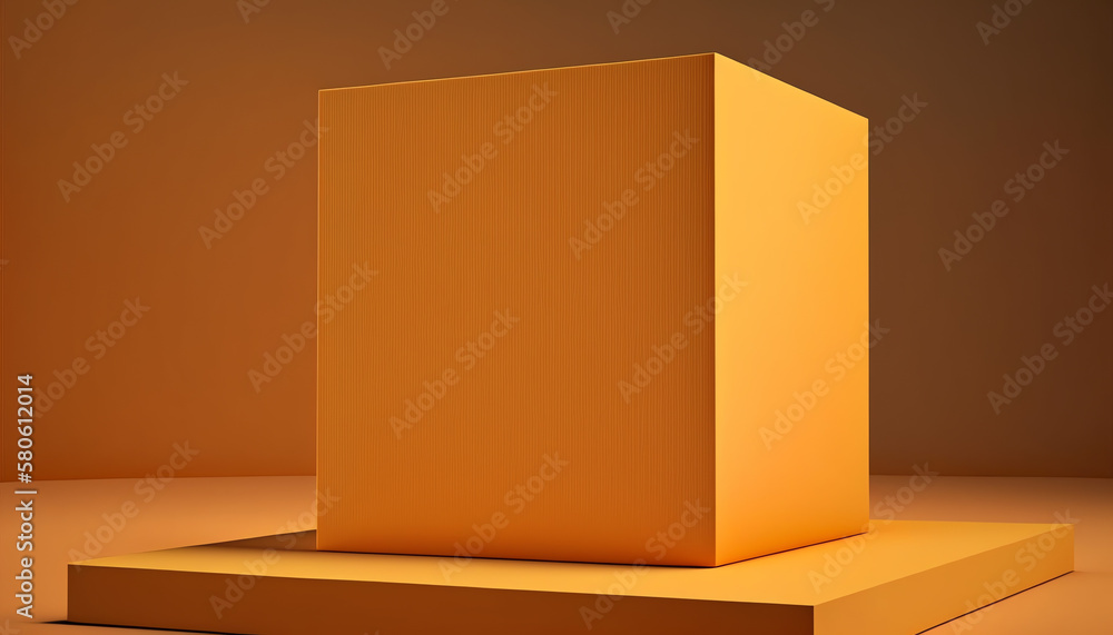 Empty orange cube podium product background 3d display platform stage of geometric stand pedestal scene studio space or blank presentation exhibition steps and mockup showcase on advertising backdrop Empty orange cube podium product background 3d display platform stage of geometric stand pedestal scene studio space or blank presentation exhibition steps and mockup showcase on advertising backdrop