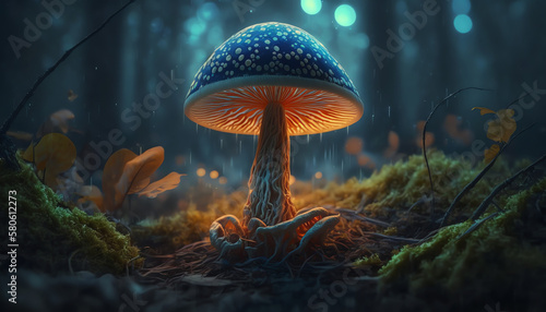 Magic mushroom in the forest