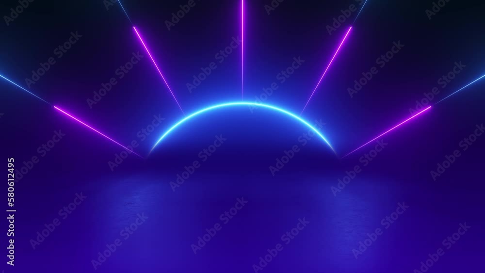 3d render neon glowing blue ultraviolet laser lines motion abstract background. Seamless loop 3d render neon glowing blue ultraviolet laser lines motion abstract background. Seamless loop