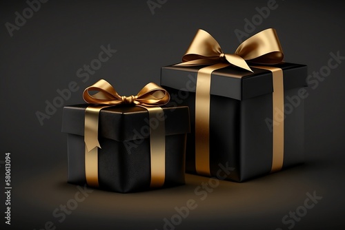 Minimal black and gold gift packages - Generative ai