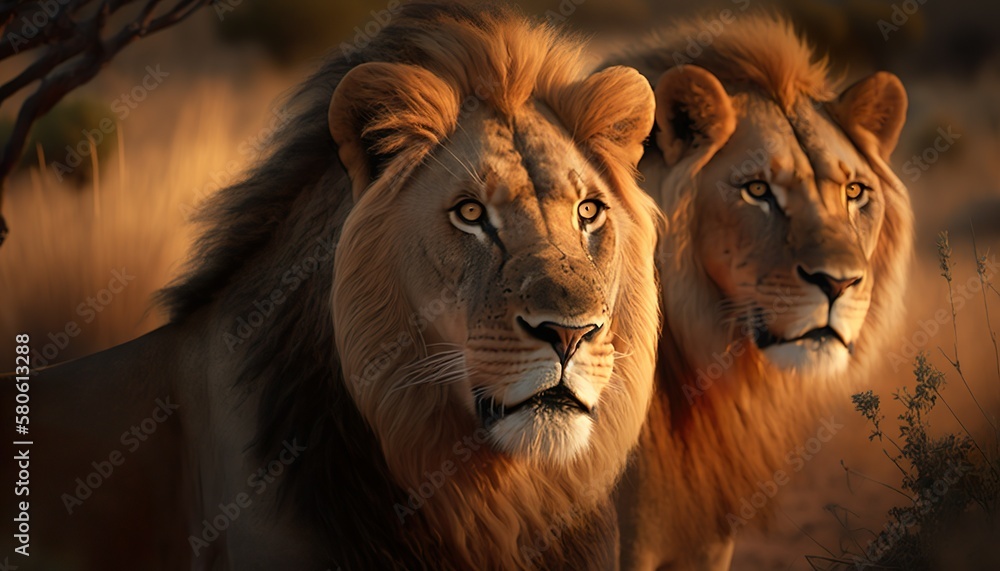 Zwei Löwen in den Abendstunden