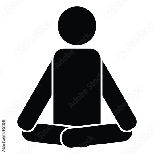 lotus pose symbol. schematic representation of a person, black silhouette man meditation yoga