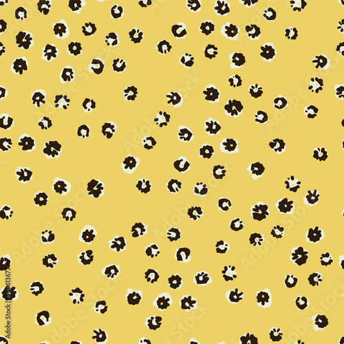 Yellow and Black Ditzy Polka Dot Seamless Vector Repeat Pattern