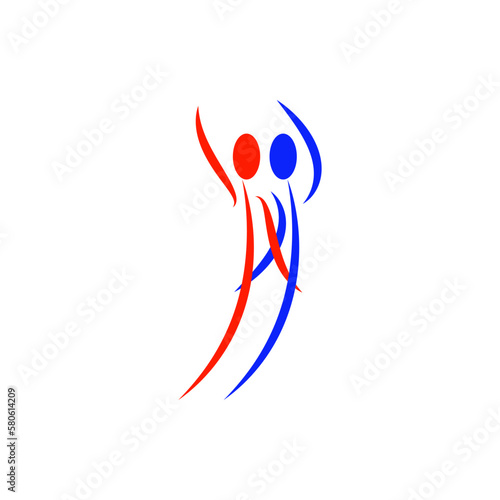 Dancing couple logo. Vector abstract colorful silhouettes. photo