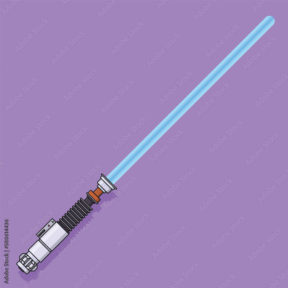 Naklejka premium Lightsaber Vector Icon Illustration with Outline for Design Element, Clip Art, Web, Landing page, Sticker, Banner. Flat Cartoon Style
