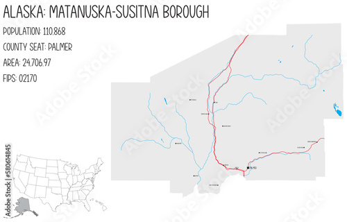 Large and detailed map of Matanuska-Susitna Borough in Alaska, USA. photo