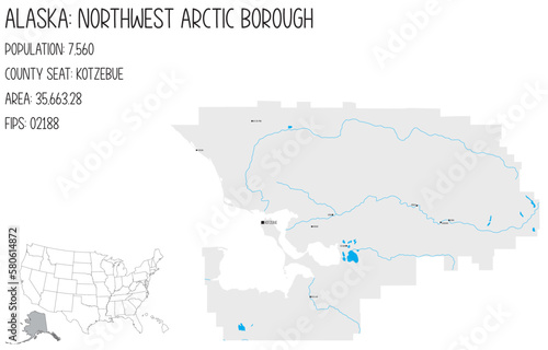 Large and detailed map of Northwest Arctic Borough in Alaska  USA.