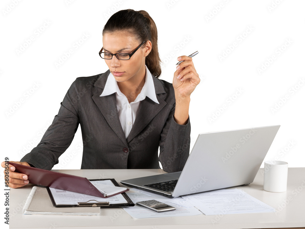 Portrait of a Businesswoman Working with Documents Portrait of a Businesswoman Working with Documents