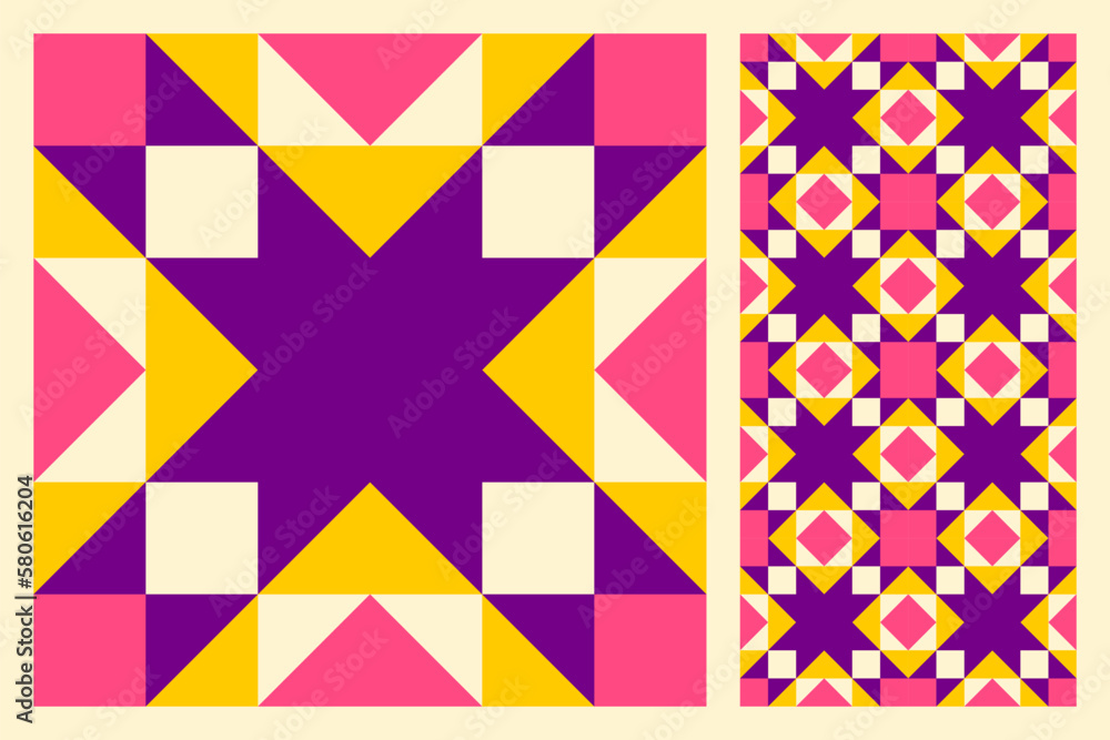 Abstract geometric pattern inspired by duvet quilting Abstract geometric pattern inspired by duvet quilting
