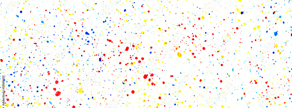 Weißer Hintergrund mit gelb, blau, roten Farbklecksen