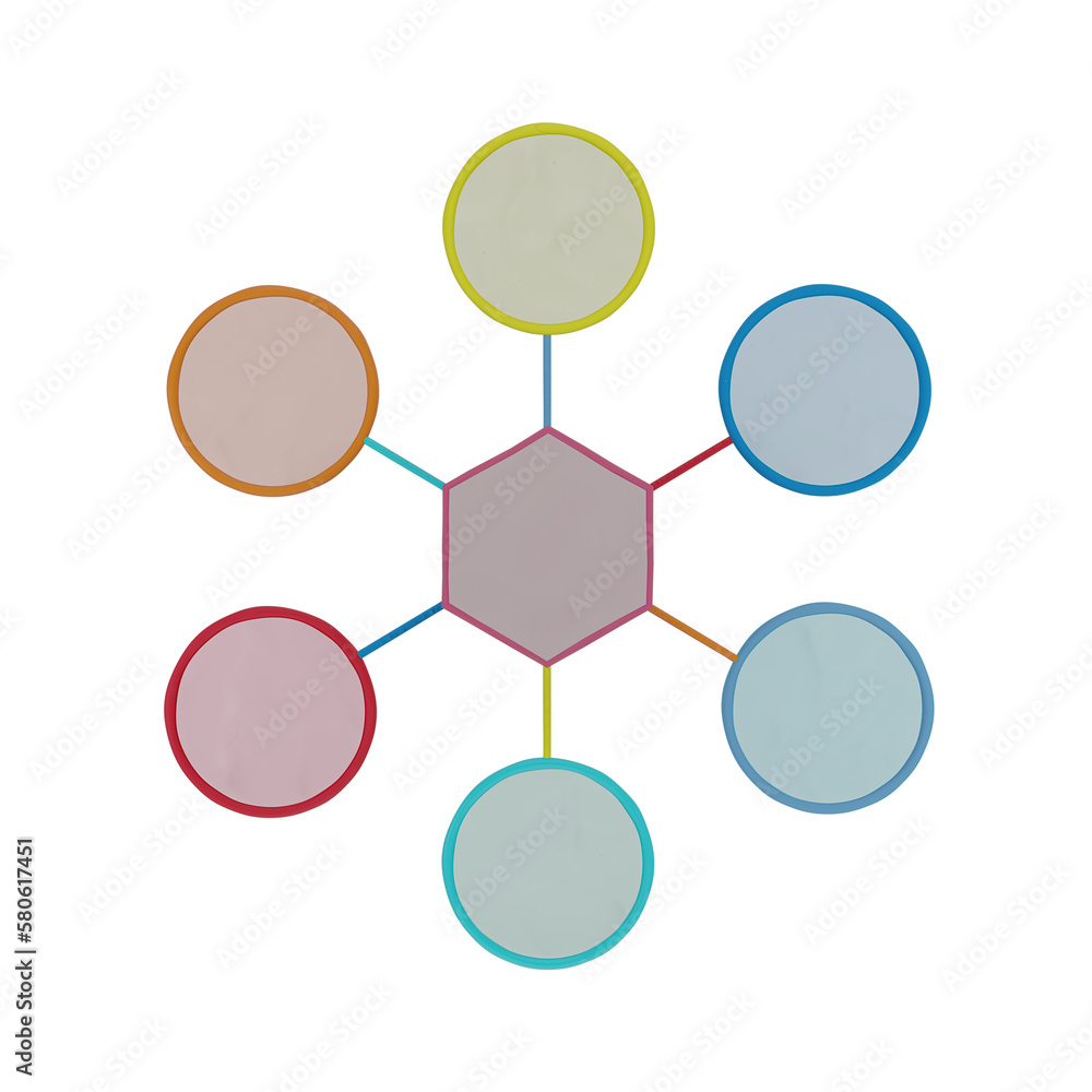 3D illustration Circular infographic, Hexagon diagram, Chart, diagram