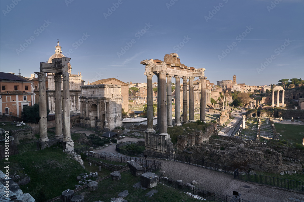 panoramic of the forum of Rome with no people