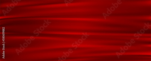 Red fabric texture, satin cloth background, wavy drapery backdrop, elegant luxury textile material. Vector illustration.