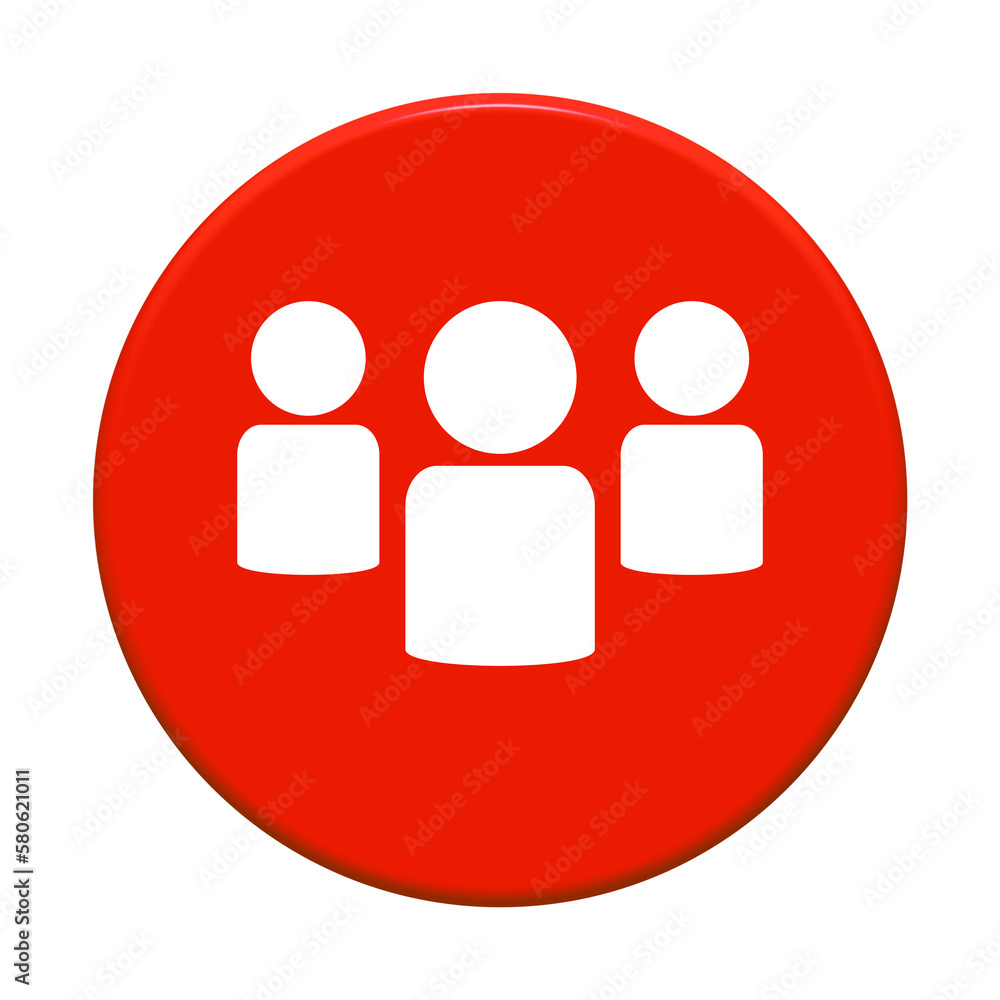 Button rot rund: Icon Gruppe, team oder Mitarbeiter Button rot rund: Icon Gruppe, team oder Mitarbeiter