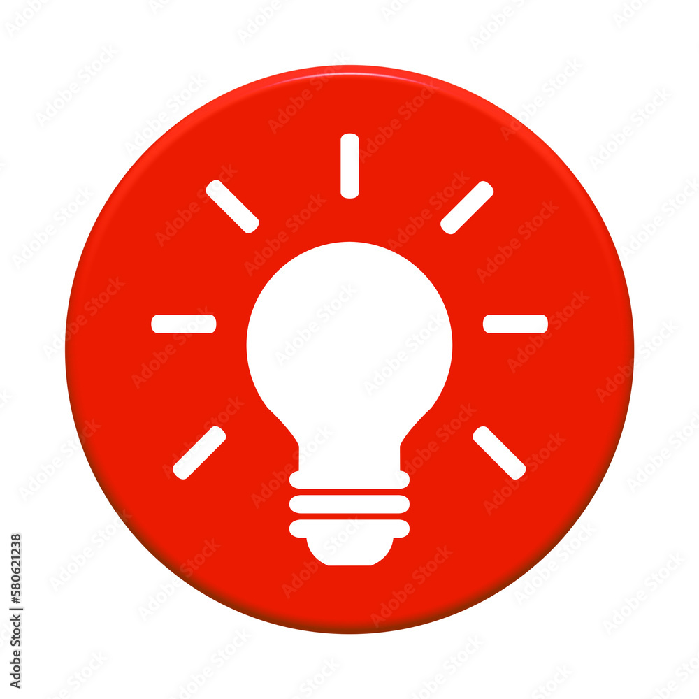 Button rot rund: Icon Idee, Tipp, Hinweis oder Glühbirne Button rot rund: Icon Idee, Tipp, Hinweis oder Glühbirne