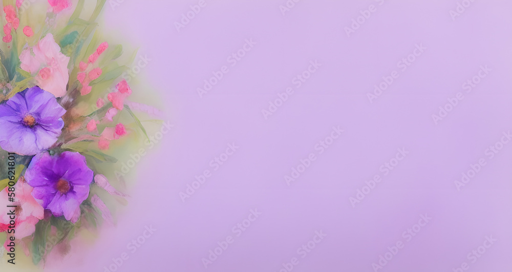 flowers on a purple background, generative ai, watercolor style