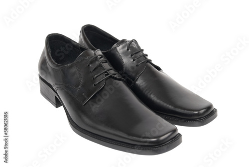 Black shoes boots in PNG isolated on transparent background