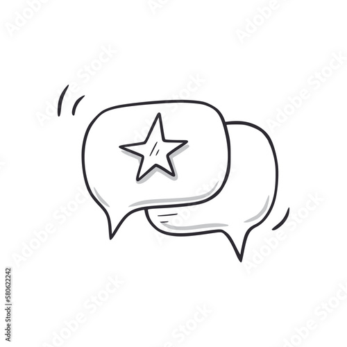 Customer experience feedback message doodle icon. Client positive star message hand drawn sketch style icon. Service experience feedback doodle drawn concept. Vector illustration.