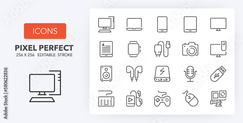 devices line icons 256 x 256