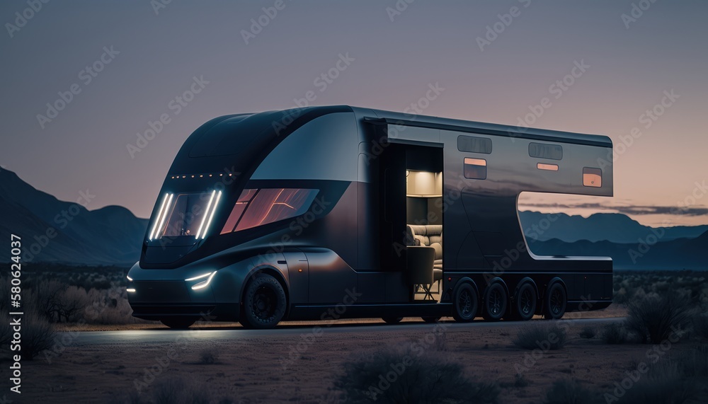 Futuristic Autonomous Tesla Semi RV with All Glass Windows for Epic ...