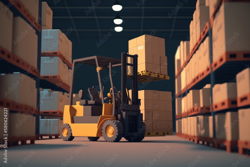 Efficient Warehouse Management: How Forklifts Streamline Pallet and Box Loading Processes, Generative AI.