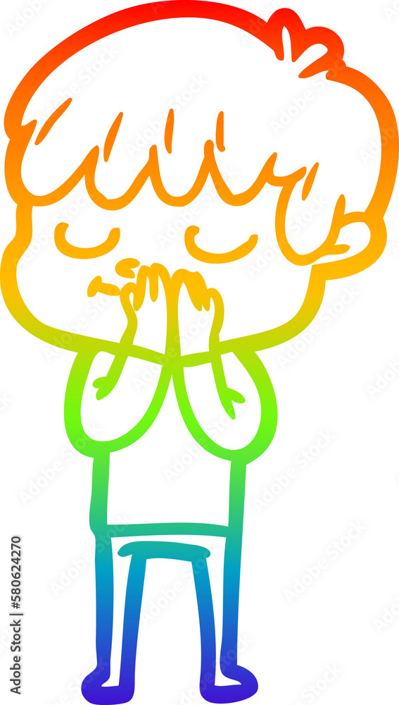 rainbow gradient line drawing cartoon happy boy rainbow gradient line drawing cartoon happy boy