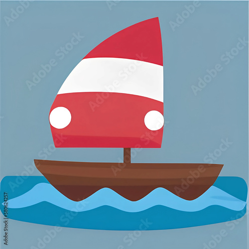 Sailing boat, cartoon