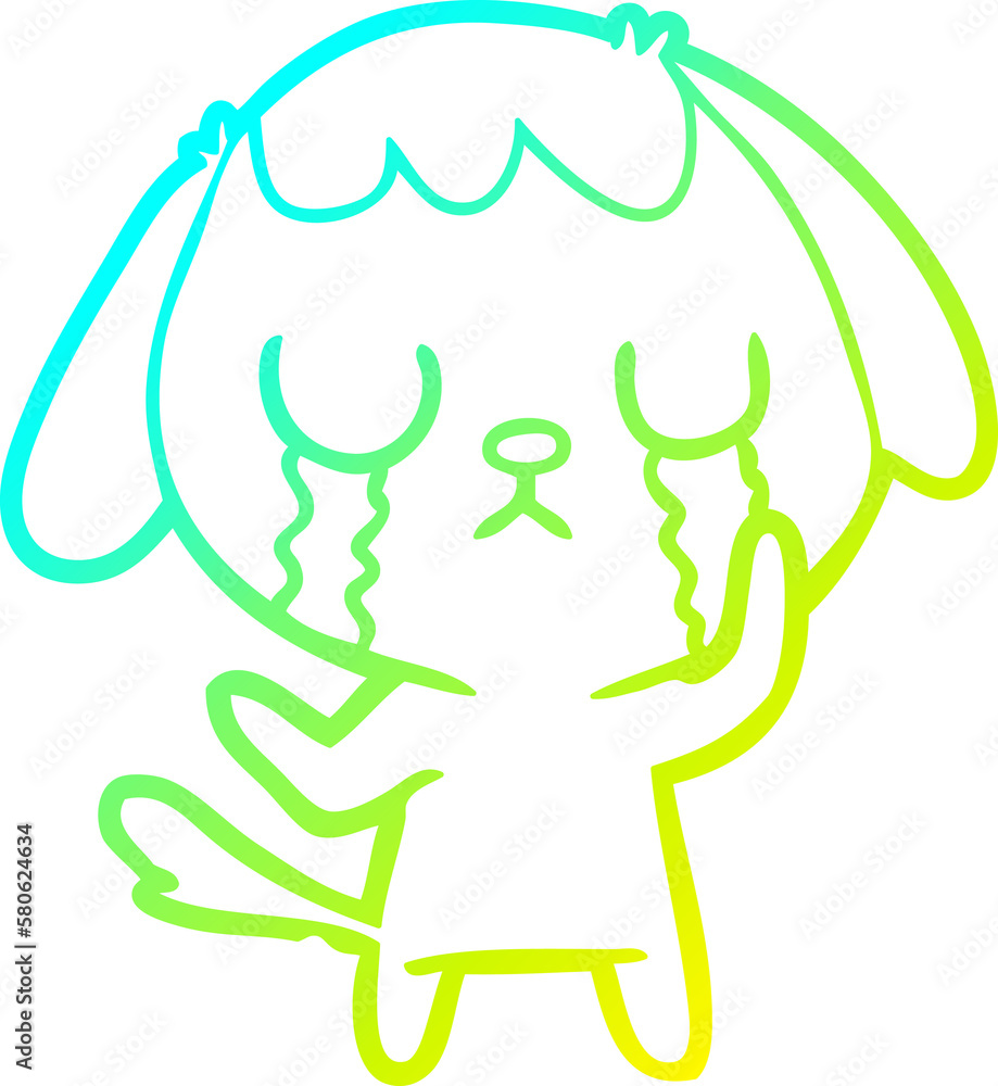 cold gradient line drawing cute cartoon dog crying cold gradient line drawing cute cartoon dog crying