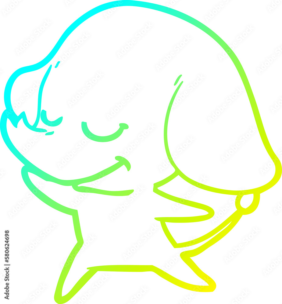 cold gradient line drawing cartoon smiling elephant cold gradient line drawing cartoon smiling elephant