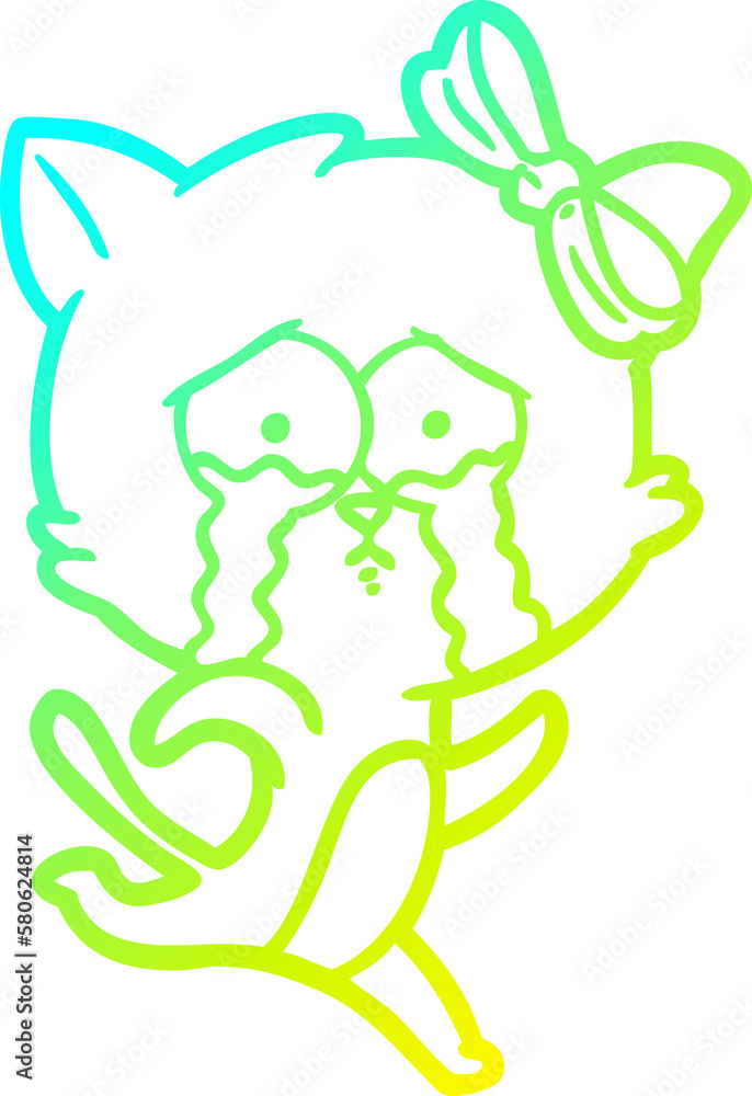 cold gradient line drawing cartoon cat cold gradient line drawing cartoon cat