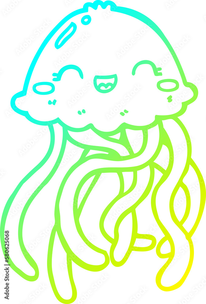 cold gradient line drawing cute cartoon jellyfish cold gradient line drawing cute cartoon jellyfish