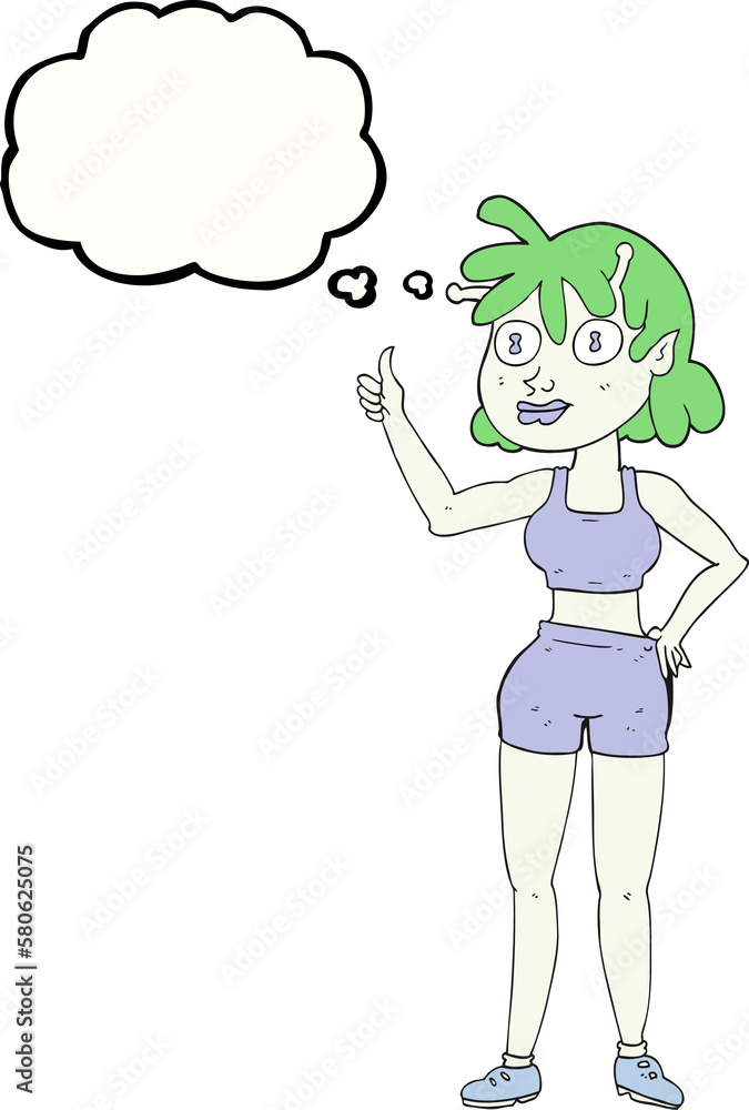 thought bubble cartoon alien gym girl thought bubble cartoon alien gym girl