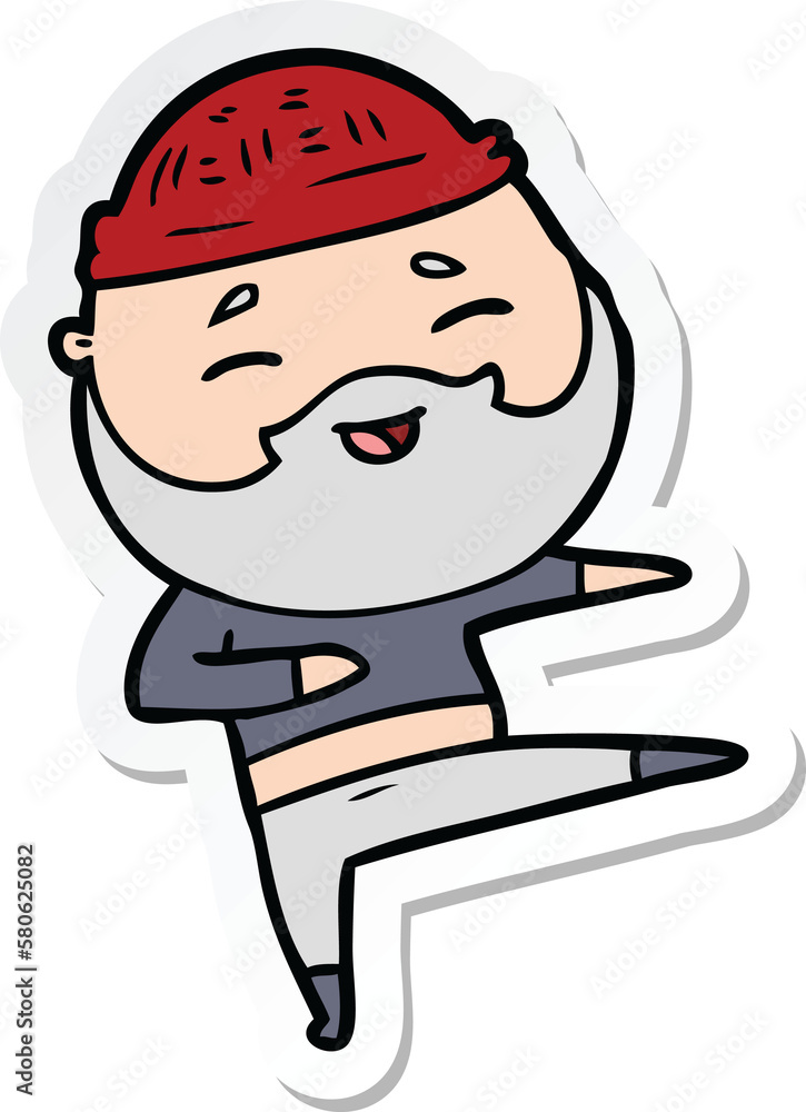 Obraz premium sticker of a cartoon happy bearded man