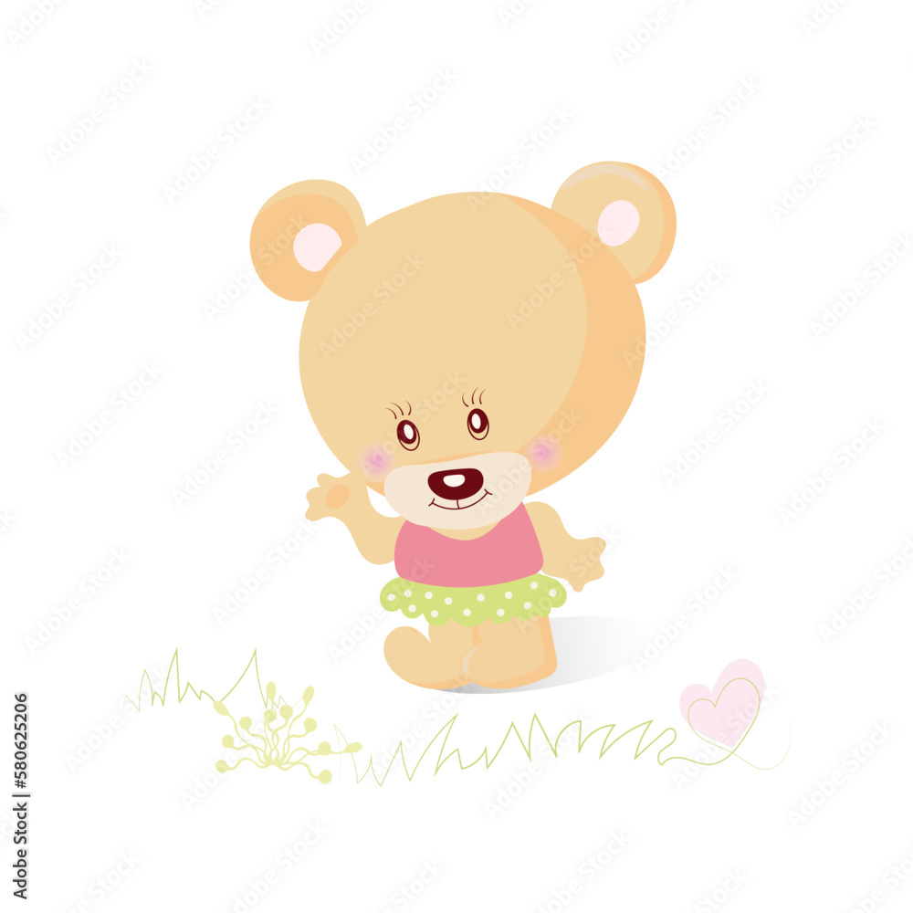 BEAR is cheerful and beautiful. Gentle illustration for postcards, greetings, background, decor, for a good mood