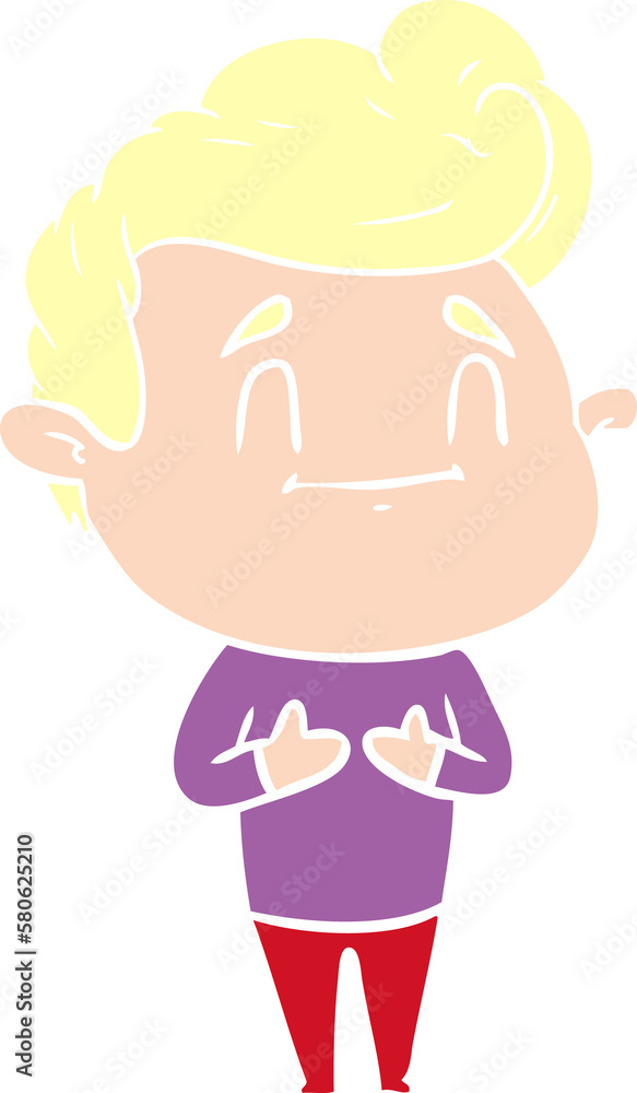 happy flat color style cartoon man happy flat color style cartoon man