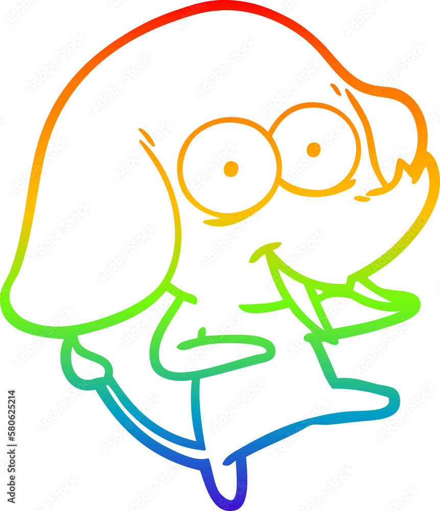 Obraz premium rainbow gradient line drawing happy cartoon elephant