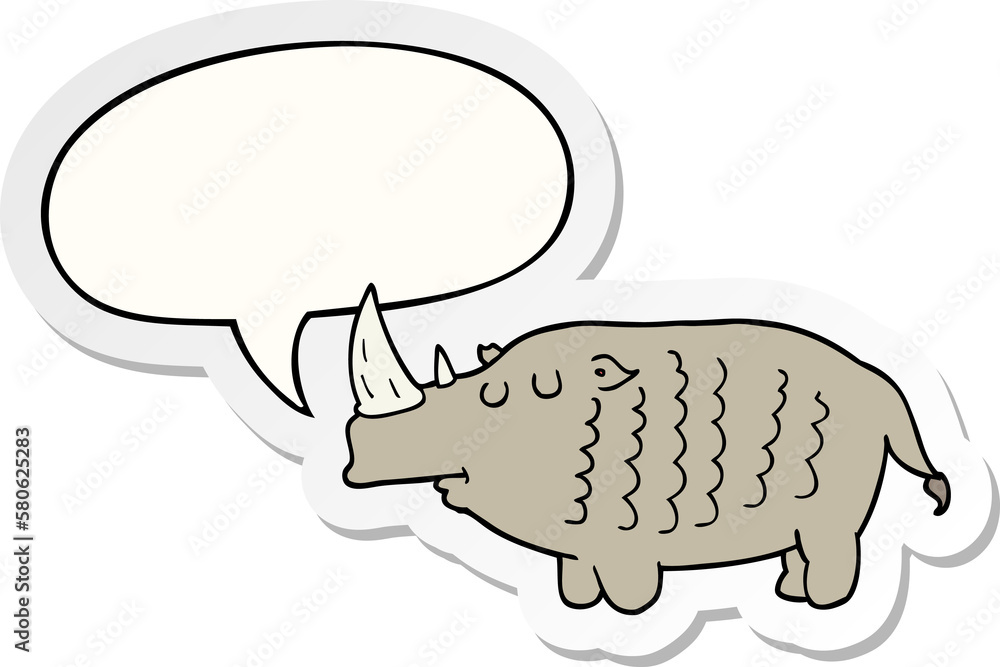 cartoon rhinoceros and speech bubble sticker cartoon rhinoceros and speech bubble sticker
